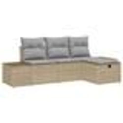 vidaXL Ensemble de Canapé de Jardin 4 Pièces avec Coussins Beige Poly Rotin