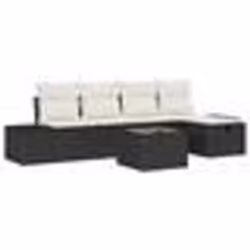 vidaXL Ensemble de canapé de jardin 6 pièces avec coussins en rotin noir poly