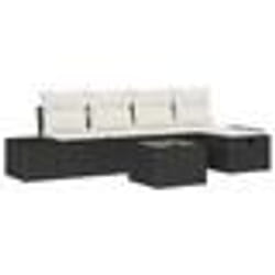 vidaXL Ensemble de canapé de jardin 6 pièces avec coussins en rotin noir poly