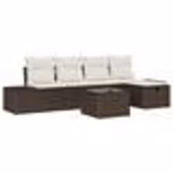 vidaXL Ensemble de canapés de jardin 6 pièces avec coussins en poly rattan marron