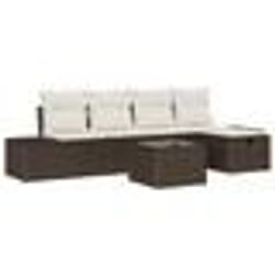 vidaXL Ensemble de canapés de jardin 6 pièces avec coussins en poly rattan marron