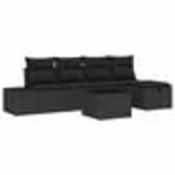 vidaXL Ensemble de canapé de jardin 6 pièces avec coussins noir poly rotin