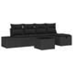 vidaXL Ensemble de canapé de jardin 6 pièces avec coussins noir poly rotin