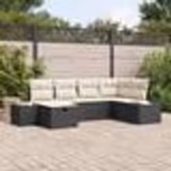 vidaXL Ensemble de Canapé de Jardin 6 pièces avec Coussins Noir Rattan Poly