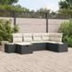 vidaXL Ensemble de Canapé de Jardin 6 pièces avec Coussins Noir Rattan Poly