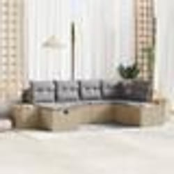 vidaXL Ensemble de canapé de jardin 6 pièces avec coussins Beige Rotin synthétique