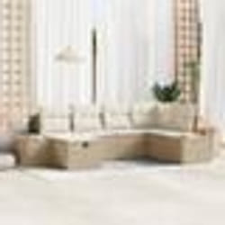 vidaXL Ensemble de Canapés de Jardin 6 Pièces avec Coussins Beige Poly Rattan