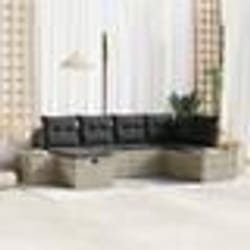 vidaXL Ensemble de canapés de jardin 6 pièces avec coussins Gris clair Poly rotin
