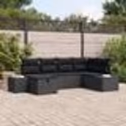 vidaXL Ensemble de canapé de jardin de 6 pièces avec coussins en poly rattan noir