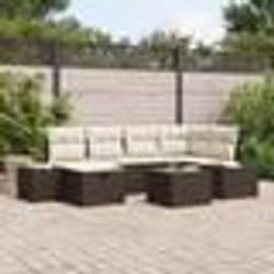 vidaXL Ensemble de Canapés de Jardin 7 pièces avec coussins marron en poly rattan