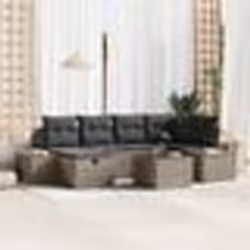 vidaXL Set de canapé de jardin 7 pièces avec coussins gris en poly rotin