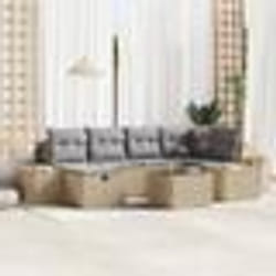 vidaXL Ensemble de canapé de jardin 7 pièces avec coussins Beige Poly Rotin