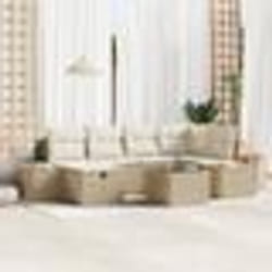 vidaXL Ensemble de Canapés de Jardin de 7 Pièces avec Coussins Beige Rotin PE