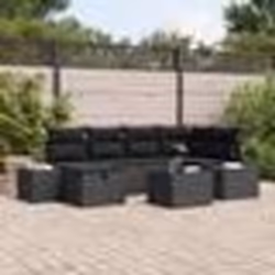 vidaXL Ensemble de canapé de jardin de 7 pièces avec coussins noirs en poly rotin
