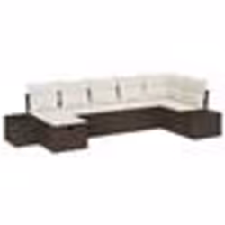 vidaXL Ensemble de canapé de jardin 7 pièces avec coussins en rotin poly marron