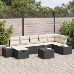 vidaXL Ensemble de canapé de jardin 8 pièces avec coussins noirs en poly rattan