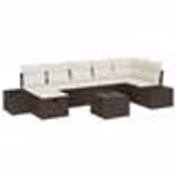 vidaXL Ensemble de Canapé de Jardin 8 pièces avec Coussins Marron Poly Rattan