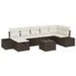 vidaXL Ensemble de Canapé de Jardin 8 pièces avec Coussins Marron Poly Rattan