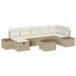 vidaXL Ensemble de canapé de jardin de 8 pièces avec coussins beige en poly rotin