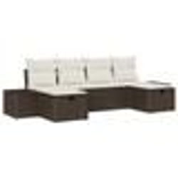 vidaXL Ensemble de canapé de jardin en 6 pièces avec coussins en poly rattan marron