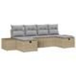 vidaXL Canapé de jardin 6 pièces avec coussins en poly rattan beige