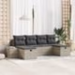 vidaXL Canapé de jardin 6 pièces avec coussins - Rattan poly gris clair