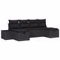 vidaXL Ensemble de canapé de jardin 6 pièces avec coussins - Poly Rattan noir