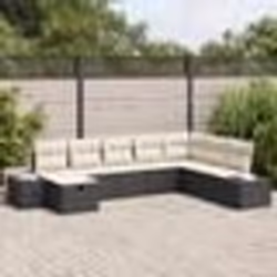 vidaXL Ensemble de Canapé de Jardin 8 Pièces Avec Coussins Noir Poly Rattan