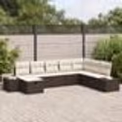vidaXL Set de Canapés de Jardin 8 Pièces Avec Coussins Marron Rattan Poly