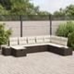 vidaXL Set de Canapés de Jardin 8 Pièces Avec Coussins Marron Rattan Poly