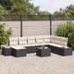 vidaXL Ensemble de canapé jardin 9 pièces avec coussins noirs poly rotin