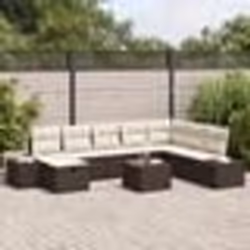 vidaXL Ensemble de Canapés de Jardin 9 Pièces avec Coussins Marron Poly Rotin