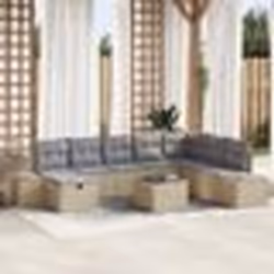 vidaXL Ensemble de canapés de jardin 9 pièces avec coussins Beige Poly Rattan