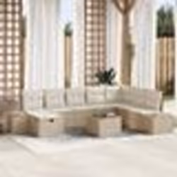 vidaXL Ensemble de canapé de jardin 9 pièces avec coussins beige poly rattan