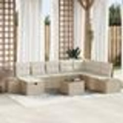 vidaXL Ensemble de canapé de jardin 9 pièces avec coussins beige poly rattan