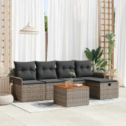 vidaXL Ensemble de canapé de jardin avec coussin 6 pcs Gris Poly rotin