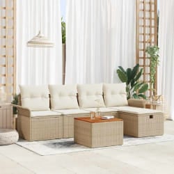 vidaXL Ensemble de canapé de jardin 6 pcs Beige Poly rotin