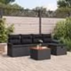 Ensemble de Canapés de Jardin de 6 Pièces avec Coussins en Poly Rattan Noir