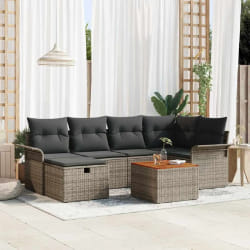vidaXL Ensemble de canapé de jardin avec coussin 7 pcs Gris Poly rotin