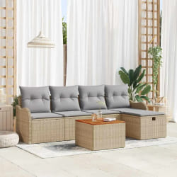 vidaXL Ensemble de canapé de jardin 6 pcs Beige Poly rotin