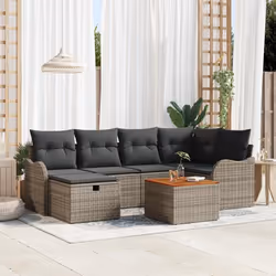 vidaXL Ensemble de canapé de jardin 7 pièces avec coussins gris en poly rattan 3360814