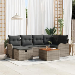 vidaXL Ensemble de canapé de jardin 7 pièces avec coussins gris en poly rattan 3360814