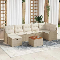 vidaXL Ensemble de canapé de jardin 8 pcs Beige Poly rotin