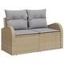 vidaXL Canapés de Jardin 7 pièces avec Coussins Beige Rattan Poly