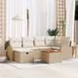 Set de canapé de jardin vidaXL 7 pièces avec coussins Beige Poly Rotin