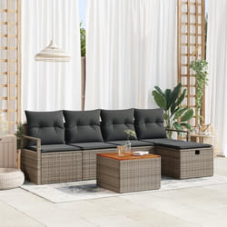 Ensemble de canapé de jardin vidaXL 6 pièces avec coussins gris en résine tressée Canapé de jardin 2 places vidaXL avec 3360863