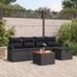 Ensemble de 6 Pièces de Canapés de Jardin avec Coussins en Poly Rattan Noir