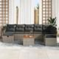 vidaXL Set de canapé jardin 9 pièces avec coussins poly rotin gris