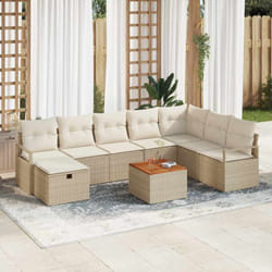 Vidaxl - Ensemble De Canapé De Jardin 9 Pcs Beige Poly Rotin