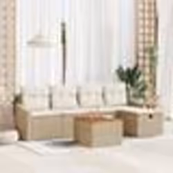 vidaXL Ensemble de canapé de jardin 6 pièces avec coussins Beige en poly rotin